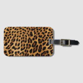シックな茶色のヒョウ柄 ラゲッジタグ (正面横)