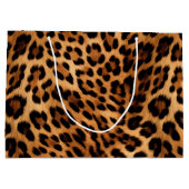 シックな茶色のヒョウ柄 ラージペーパーバッグ (裏面)