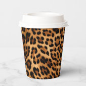 シックな茶色のヒョウ柄 紙コップ (裏面)