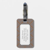シックな茶色の抽象芸術幾何学的なパターンモノグラム ラゲッジタグ (裏面縦)