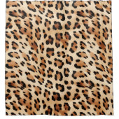 シックな茶色の白ヒョウ柄 シャワーカーテン (正面)