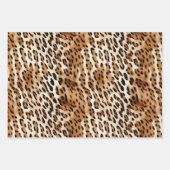 シックな茶色の白ヒョウ柄 ラッピングペーパーシート (正面3)