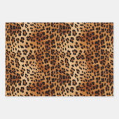 シックな茶色の白ヒョウ柄 ラッピングペーパーシート (正面2)