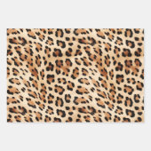 シックな茶色の白ヒョウ柄 ラッピングペーパーシート (正面)