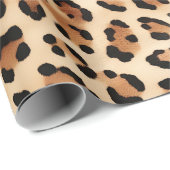 シックな茶色の白ヒョウ柄 ラッピングペーパー (ロールコーナー)