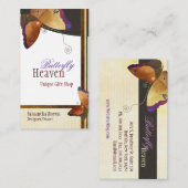 シックな茶色の蝶パーソナライズされた 名刺 (正面/裏面)