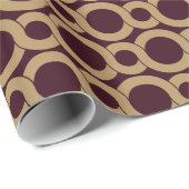 シックな茶色の連動円パターンモノグラム ラッピングペーパー (ロールコーナー)
