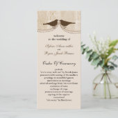 シックな茶色の鳥のケージ、愛の鳥の結婚式プログラム プログラム (スタンド正面)