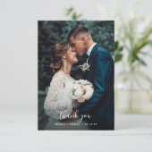 シックな草書Sageグリーンフォト結婚ズ サンキューカード (スタンド正面)