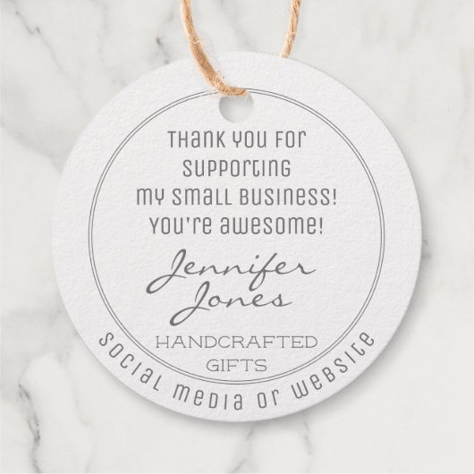 シックな荷物箔ギフトタグテンプレート小規模企業 フェイバータグ (裏面)