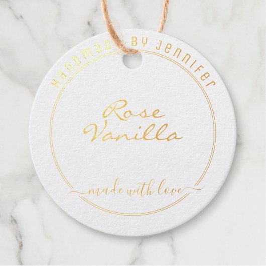 シックな荷物箔ギフトタグテンプレート小規模企業 フェイバータグ (正面)