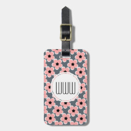 シックな荷物TAG_BALLET PINK/GRAYの花柄 ラゲッジタグ