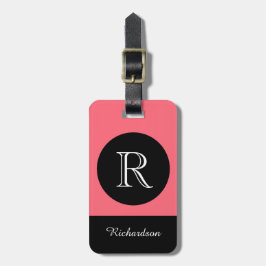 シックな荷物TAG_BLACK/CORAL/WHITE INITIAL/NAME ラゲッジタグ