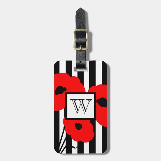 シックな荷物TAG_MOD 01の赤いケシ ラゲッジタグ (正面縦)