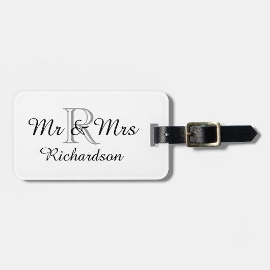 シックな荷物TAG_MR及びMRS_BLACK/WHITE ラゲッジタグ (正面横)