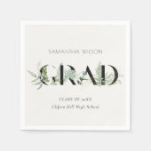 シックな葉のシダ多肉性の緑の葉の卒業 スタンダードカクテルナプキン (正面)