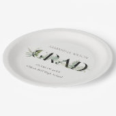 シックな葉のシダ多肉性の緑の葉の卒業 ペーパープレート (アングル)