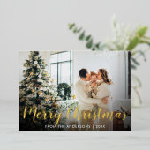 シックな葉のパターンのクリスマスグリーティング 箔シーズンカード (立ち正面)