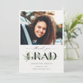 シックな葉の多いシダの葉の写真卒業 サンキューカード (スタンド正面)