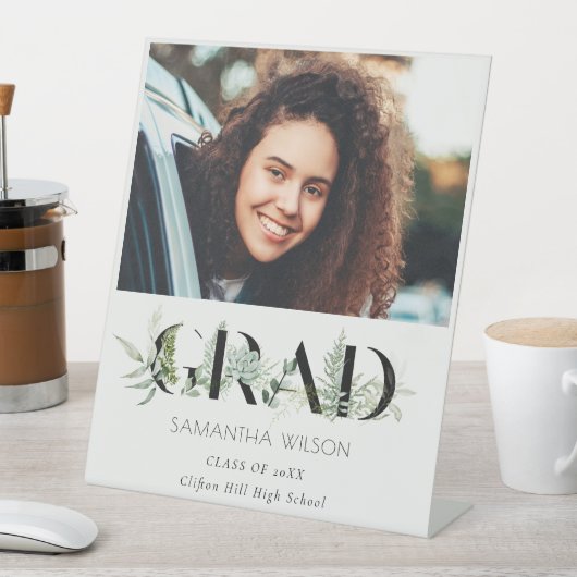 シックな葉の多いシダの葉の写真卒業 台座サイン (インサイチュ)