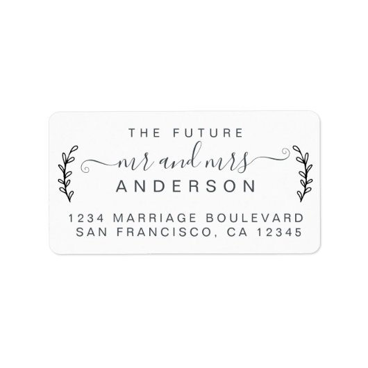 シックな葉の未来ミセス結婚ズ差出人住所 ラベル (正面)