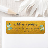 シックな葉ダークグリーン金ゴールド差出人住所ラベル ラベル (インサイチュ)