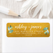 シックな葉ダークグリーン金ゴールド差出人住所ラベル ラベル (インサイチュ)