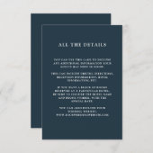 シックな葉 | ダークブルー結婚ズゲスト詳細 エンクロージャーカード (正面/裏面)