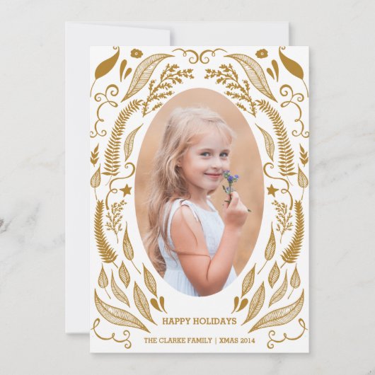 シックな葉 | 休日のフォトカード シーズンカード (正面)