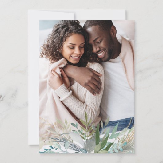 シックな葉 |写真結婚の セーブザデート (裏面)