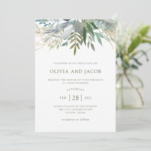 シックな葉 | 結婚s 招待状 (スタンド正面)