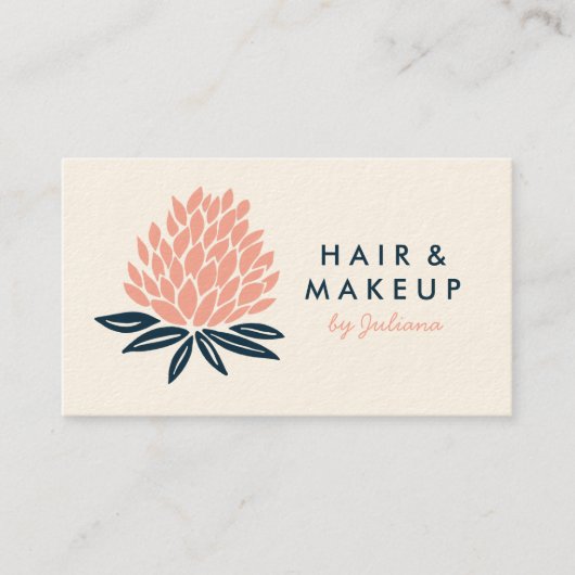 シックな蓮の花ミニマリストピンクブルー 名刺 (正面)