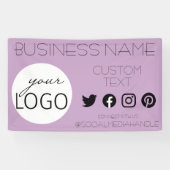 シックな薄紫ソーシャルメディアビジネスロゴプロモーション 横断幕 (横)