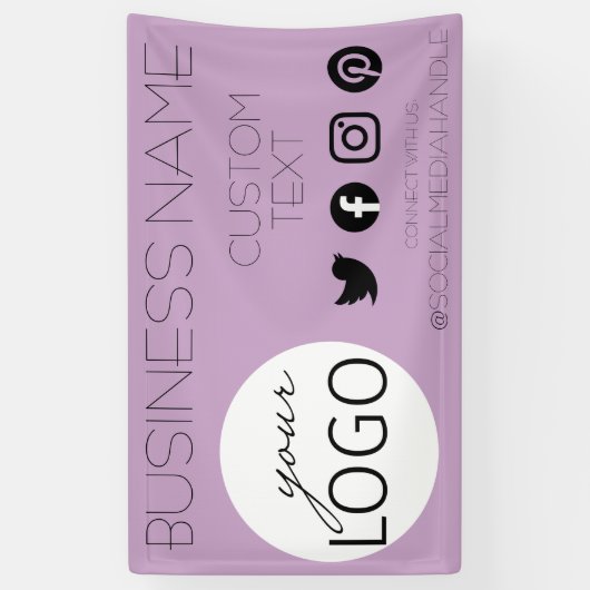 シックな薄紫ソーシャルメディアビジネスロゴプロモーション 横断幕 (縦)