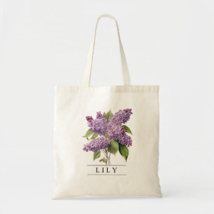 シックな薄紫フローラボタニカル – パーソナライズ – 予算 トートバッグ