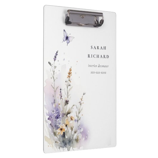 シックな薄紫紫色のワイルドフラワーバタフライウォーター色 クリップボード (右)