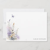 シックな薄紫紫色のワイルドフラワーバタフライウォーター色 ノートカード (正面)