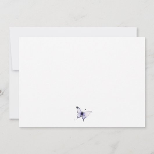シックな薄紫紫色のワイルドフラワーバタフライウォーター色 ノートカード (裏面)