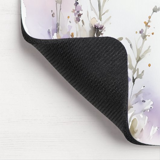 シックな薄紫紫色のワイルドフラワーバタフライウォーター色 マウスパッド (コーナー)