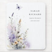 シックな薄紫紫色のワイルドフラワーバタフライウォーター色 マウスパッド (正面)
