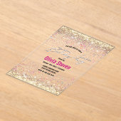 シックな虹色の金ゴールドフェイクグリッター誕生日 アクリル招待状 (レイダウン)