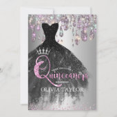 シックな虹色の銀のグリッタードリップキンセアニェラ 招待状 (正面)