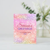 シックな虹色グラデーショングリッタークリスマス新年 ポストカード (スタンド正面)