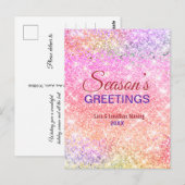 シックな虹色グラデーショングリッタークリスマス新年 ポストカード (正面/裏面)