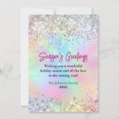 シックな虹色グリッタークリスマス新年の緑 カード (正面)