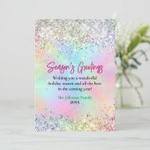 シックな虹色グリッタークリスマス新年の緑 カード (スタンド正面)