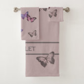 シックな蝶及び愛は挨りだらけのピンクの原稿です バスタオルセット (インサイチュ)