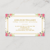 シックな蝶/ピンクの水彩画の花柄 名刺 (裏面)