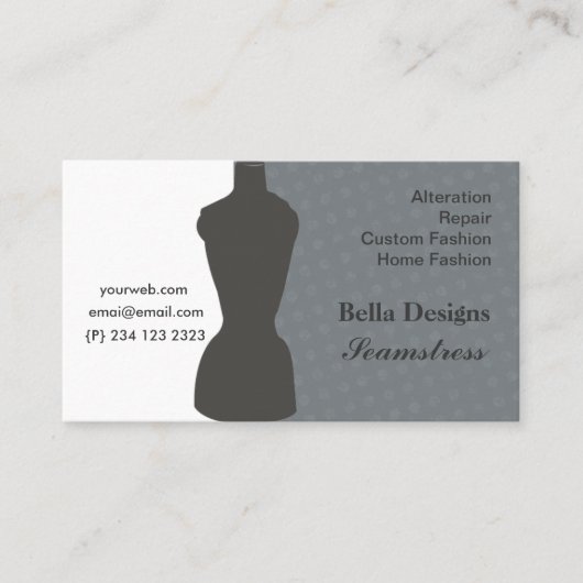 シックな裁縫婦のドレスメーカーのヴィンテージの服の型枠 スクエア名刺 (正面)