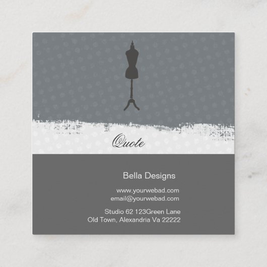 シックな裁縫婦のドレスメーカーのヴィンテージの服の型枠 スクエア名刺 (裏面)